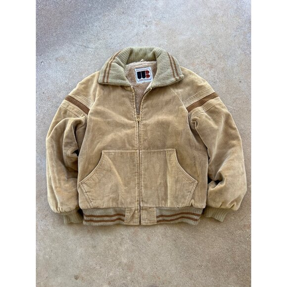 Vintage William Barry Mens Corduroy Sherpa Lined Bomber Jacket D4 - Picture 1 of 6